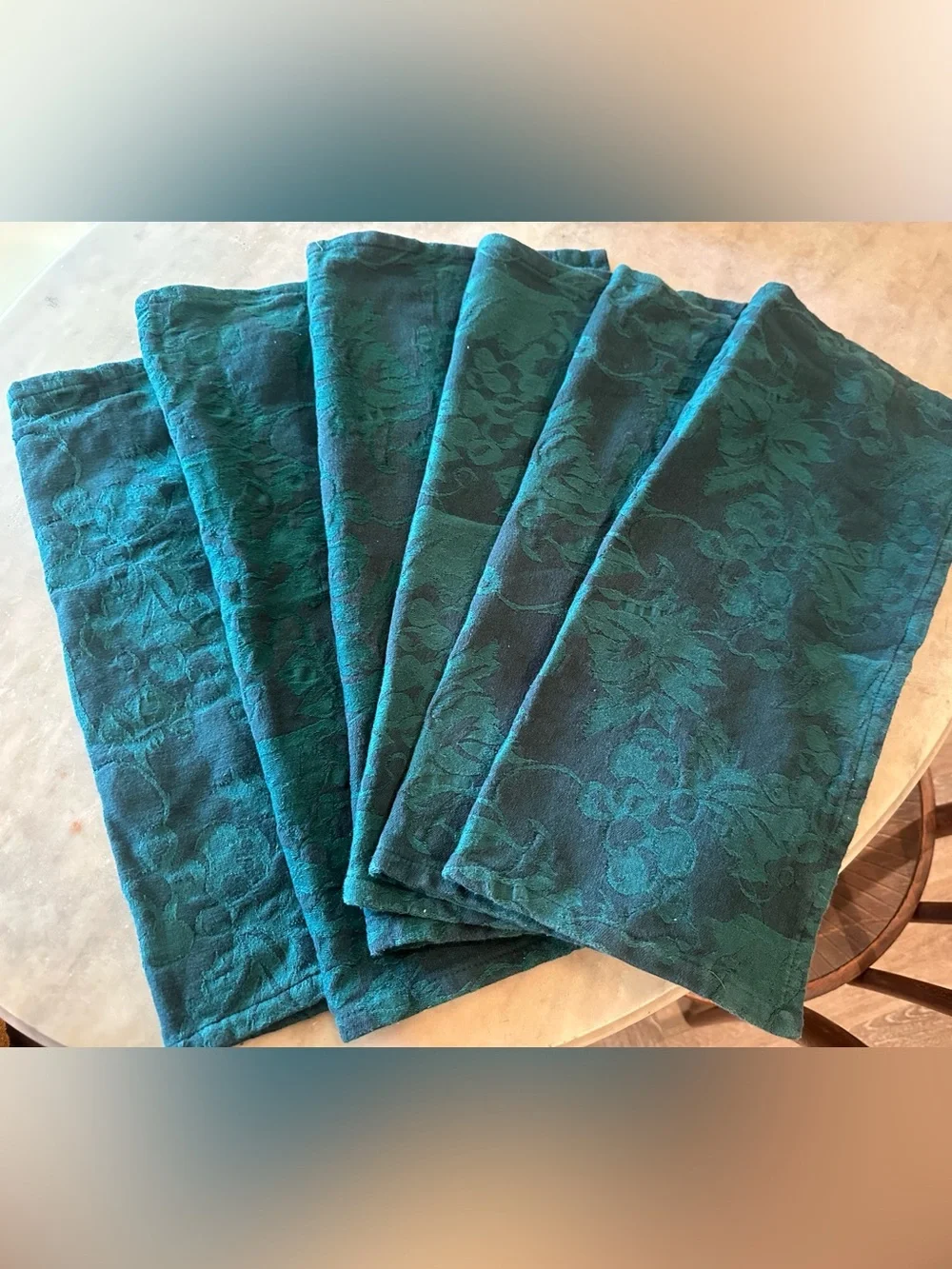 Crate&Barrel Teal Green Dinner Napkins (6)